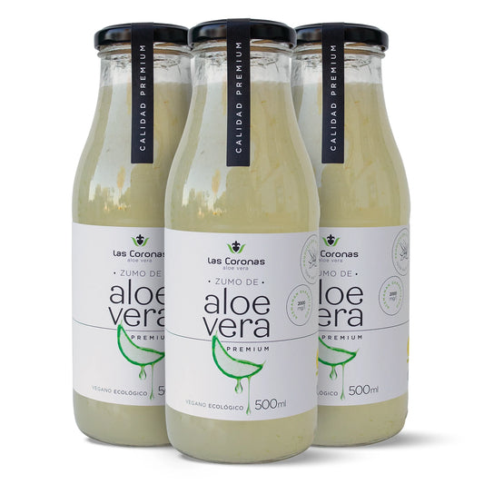 3er Pack PREMIUM Bio Aloe Vera Saft mit Fruchtfleisch, handwerklich hergestellt